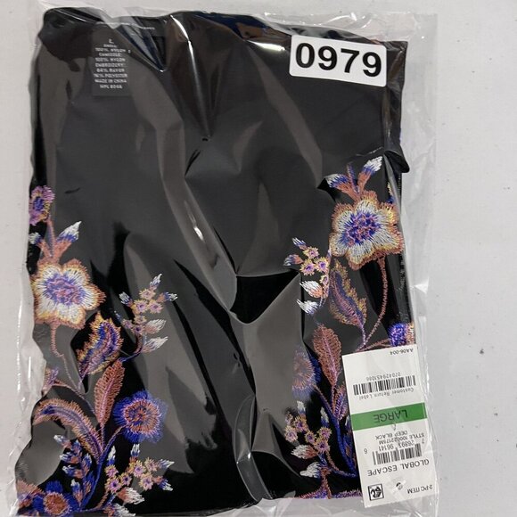 Inc NWT Womens L Sheer Mesh Top Black Floral Embroidered Y2K Witchy Whimsigoth - Picture 6 of 15